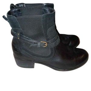 UGG Krewe Black Leather Shearling Ankle Booties Women's 7.5 S/N 1004207